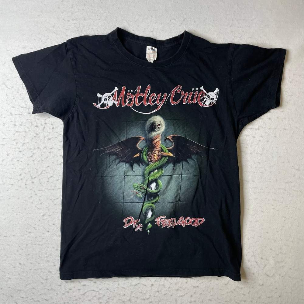 Motley Crue T-Shirt Mens Medium Black Dr Feelgood Graphic Band Tee Short Sleeve
